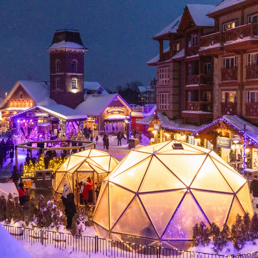 Our signature Holiday Magic event, showcased at night in the events plaza.